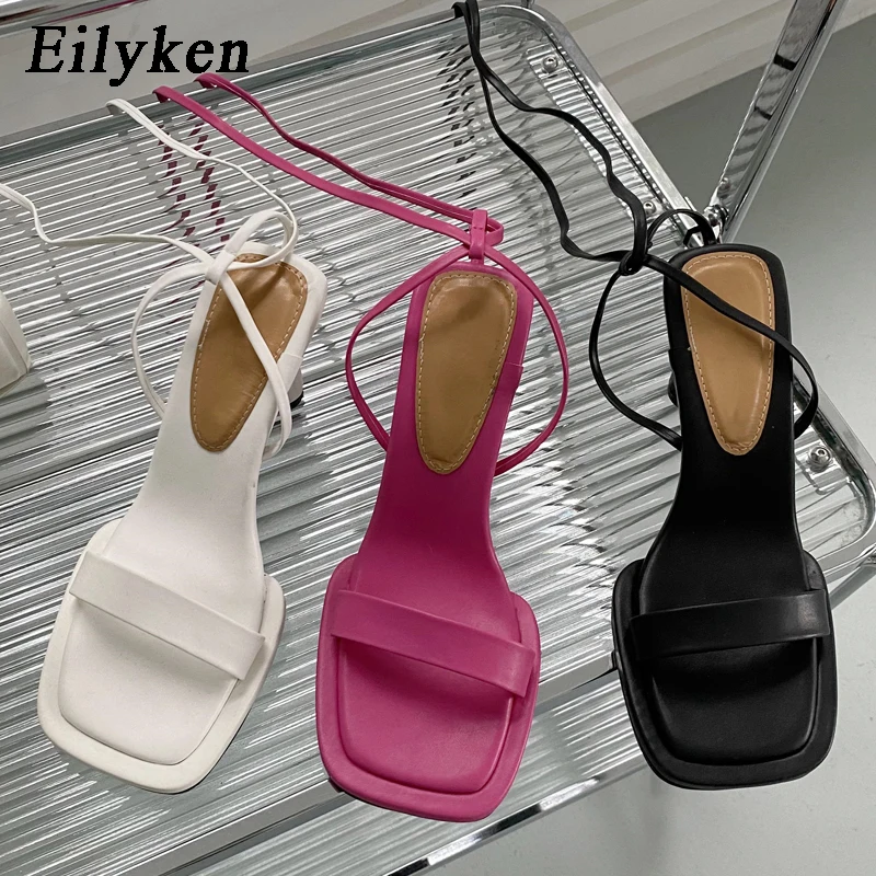 Eilyken 2024 Summer New Brand Ankle Strap Sandal Women Thin High Heel Lace-Up Dress Pumps Shoes Outdoor Gladiator Sandals