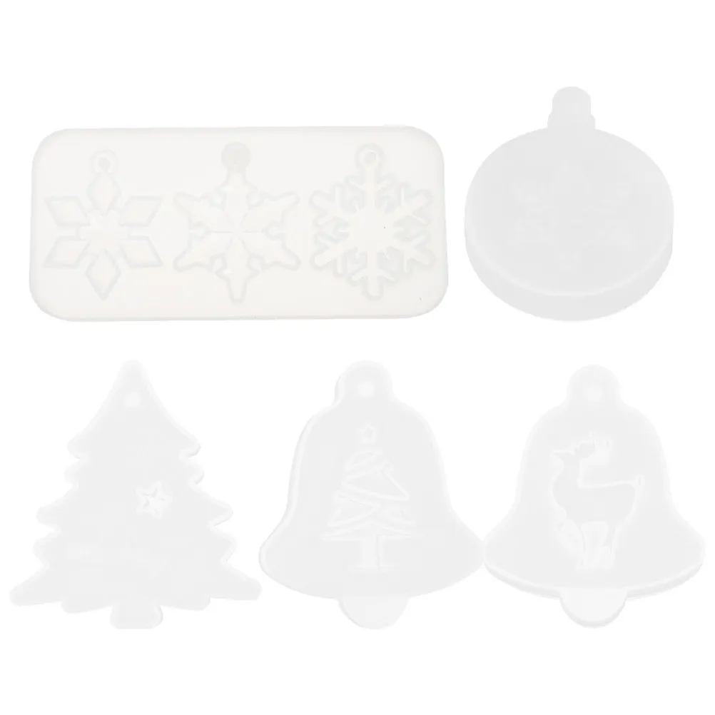 5Pcs Christmas Tree Pendant Mold Silicone Durable DIY Hanging Ornament Making Molds Non-Stick Easy Clean Xmas Pendant Mold view 5