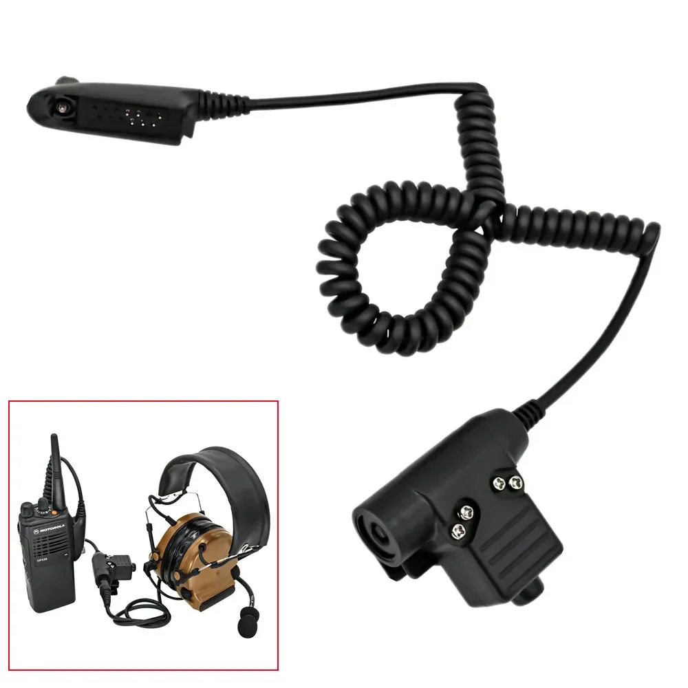 Adaptor kabel PTT U94 PTT taktis untuk Motorola Walkie Talkie GP140 GP320 GP328 GP338 GP340 Radio Headset menembak berburu PTT