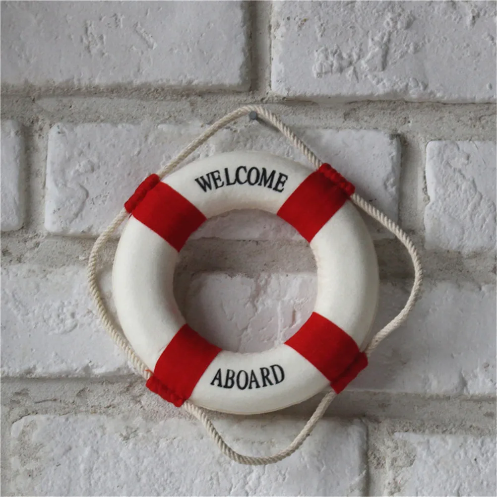 Welcome Aboard Nautical Life Lifebuoy Ring Boat Wall Hanging Mediterranean Style Home Decoration 14cm/5.51