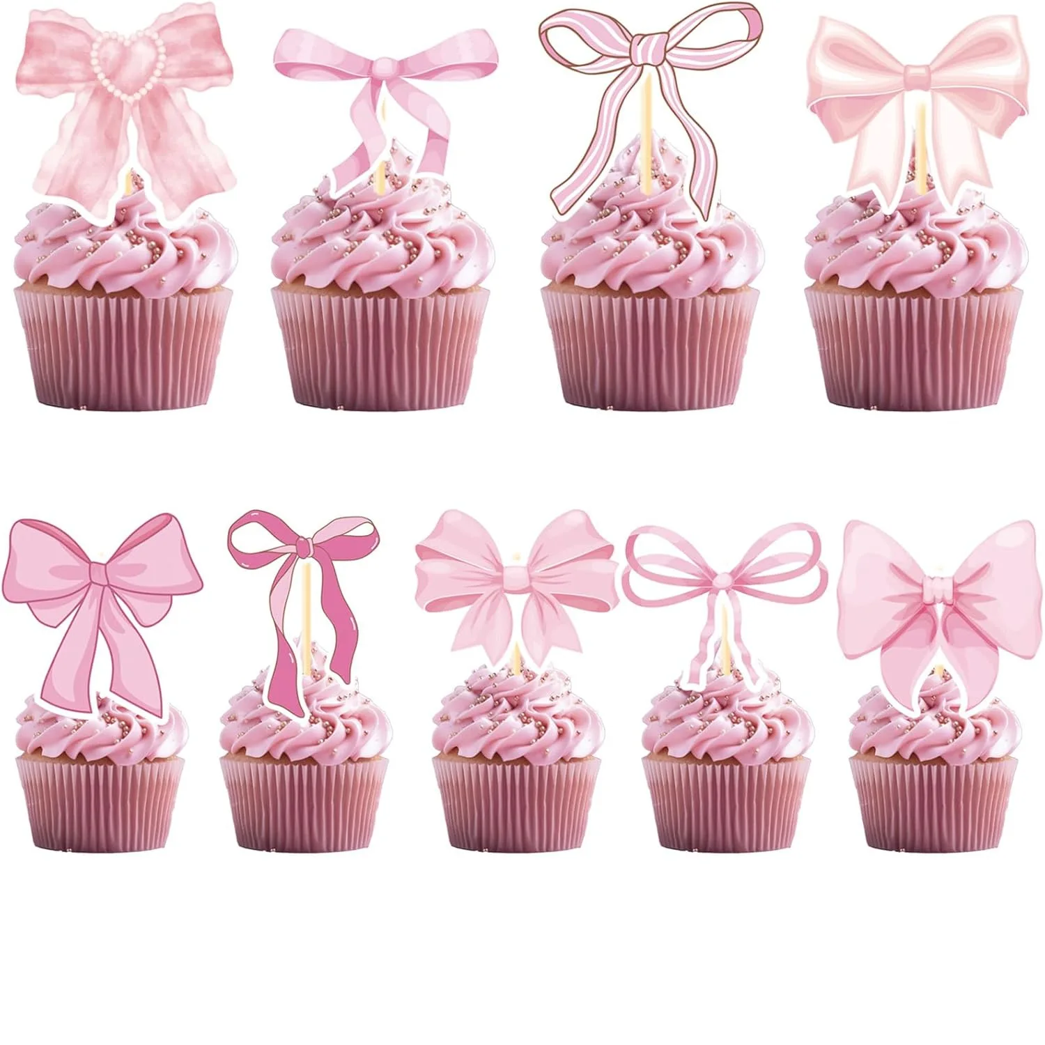 18 Stück rosa Fliege Kuchendekoration, Mädchen Schleife alles Gute zum Geburtstag Kucheneinsatz – Detail 1