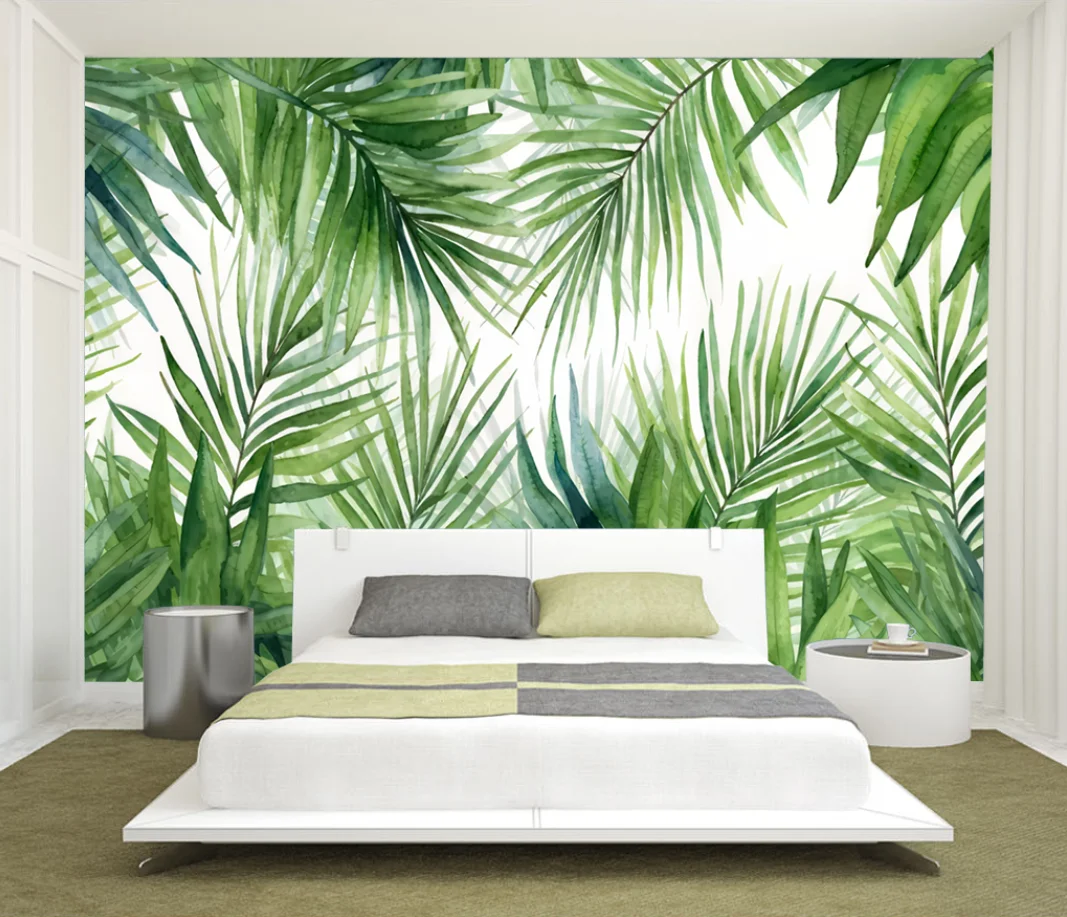 

Обои на заказ, тропический лес, банановый лист, фреска, украшение дома, живопись, гобелен, рельеф, самоклеящиеся 3d обои, фото