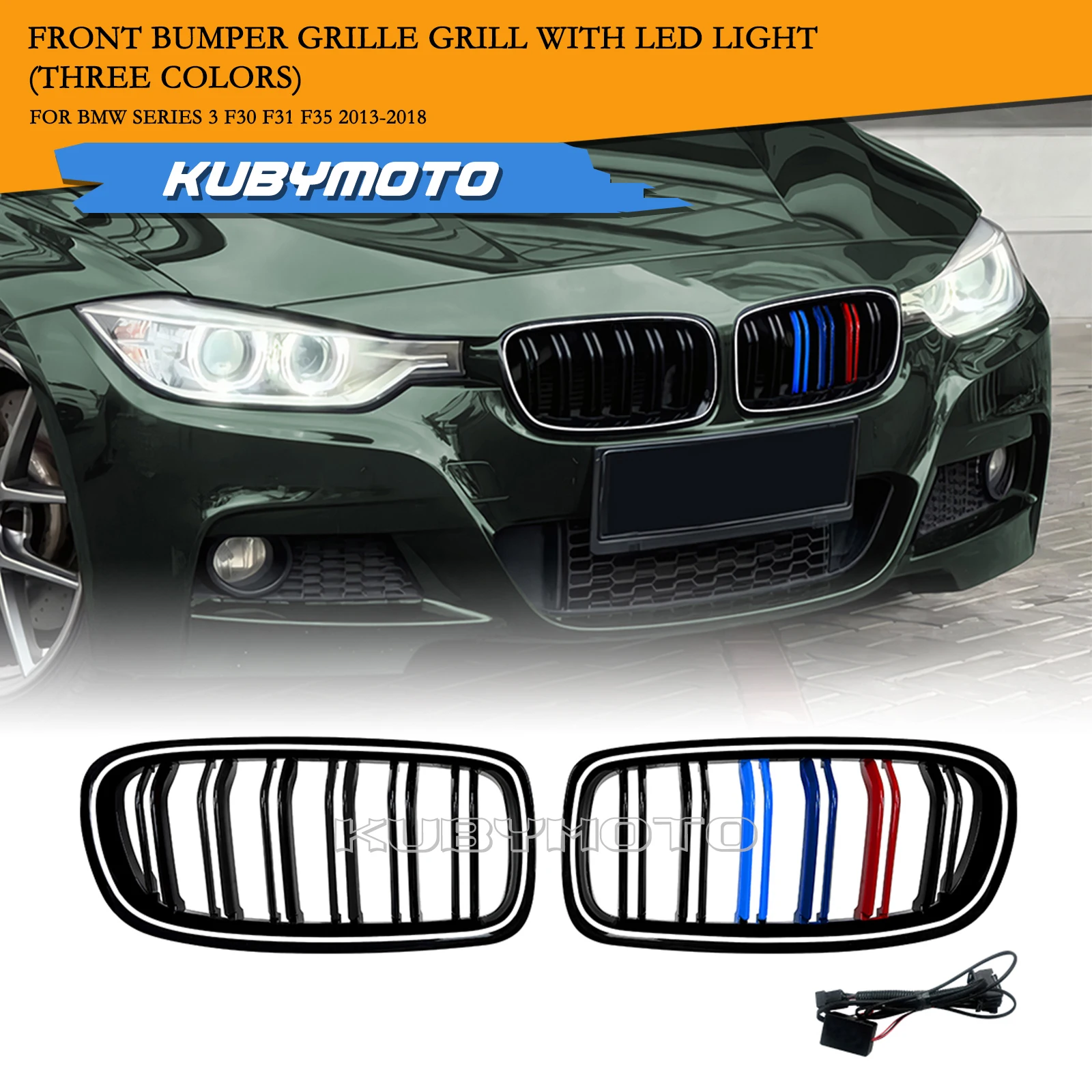 

Grill W/ LED Light Front Kidney Grille For 2013-2018 BMW 3 Series F30 F31 320i 325i 328i 335i 340i Upper Bumper Hood Mesh Grid
