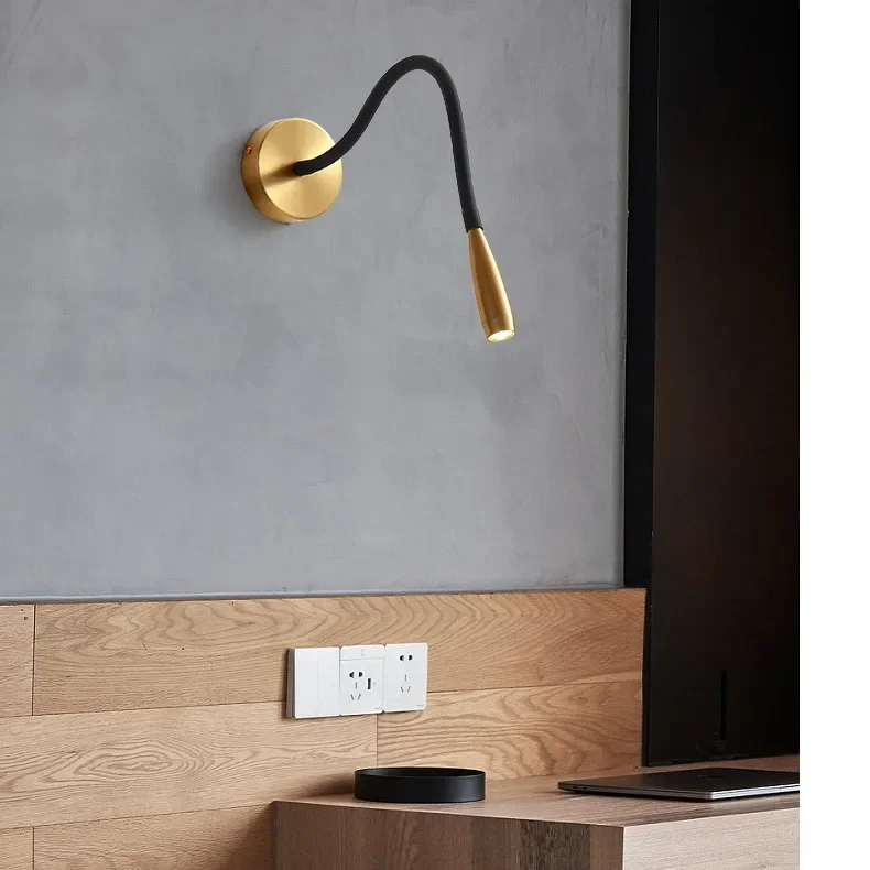 Nordic Style Bronze Wall Lamp Adjustable Arm Decor Light Bedroom Lamp Study Led Bedside Reading Light Wall Mirror Light