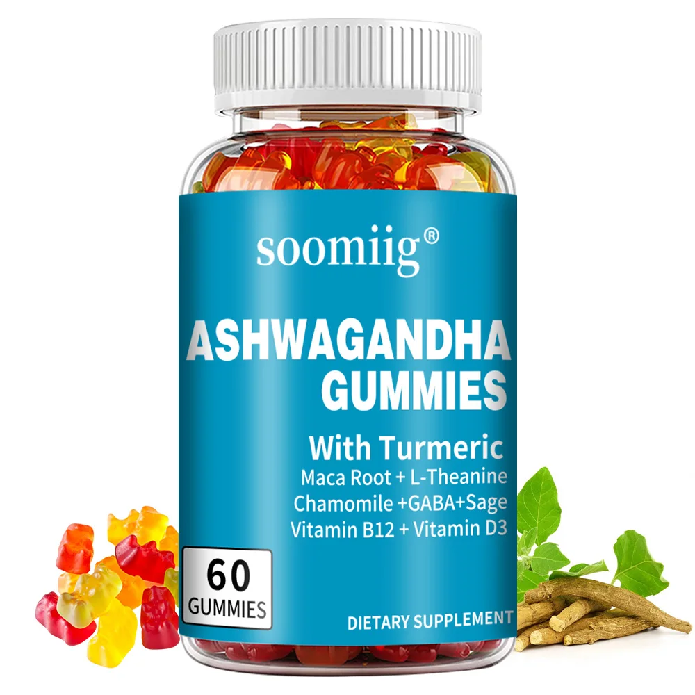 Ashwagandha Gummies with Maca,Turmeric, Stress & Anxiety Relief, Better Sleep, Focus & Energy Balance, Immune & Adrenal Support