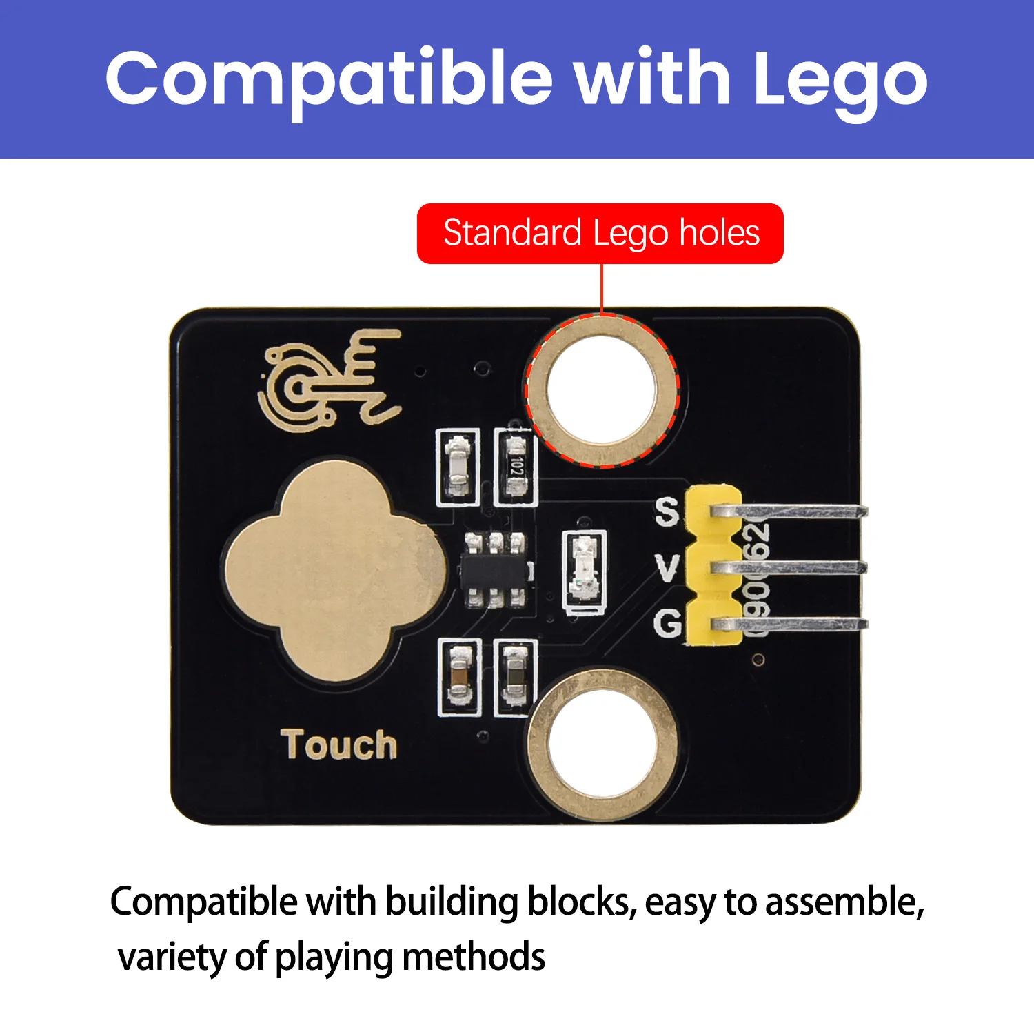 1 PC High Quality Capacitive Touch Module DIY Electronic Building Blocks Compatible with Arduino/Raspberry Pi/Micro bit and Lego