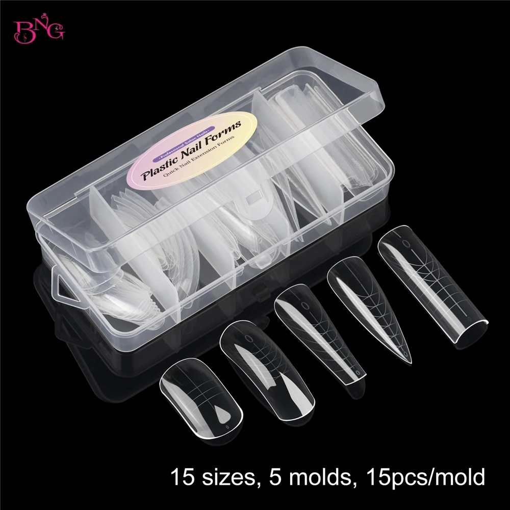 BNG Nail Dual Forms für Poly Extension Gel Nagelformen für Builder Gel Wiederverwendbare 15-Größen Acryl-Nagelformen-Sets für die Maniküre – Detail 4