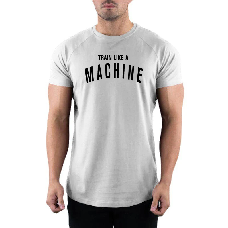 

Gym Fitness Running Sports Short Sleeve T-shirts Summer Cotton Breathable Slim Fit Shirts Mens Bodybuilding Workout Muscle Tops