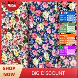 Poplin Fabric Printed Cloth, 100% Cotton, Flower Pattern, DIY Dress, Clothing Shirt, Skirt Handmade Sewing