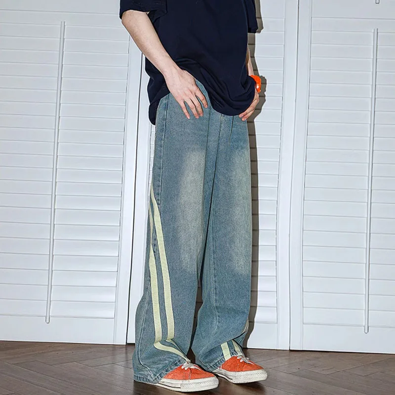 

Autumn Korean Retro Striped Jeans Men'S Jeans Micro Elastic Loose Pants Straight Leg Pants Casual Pants