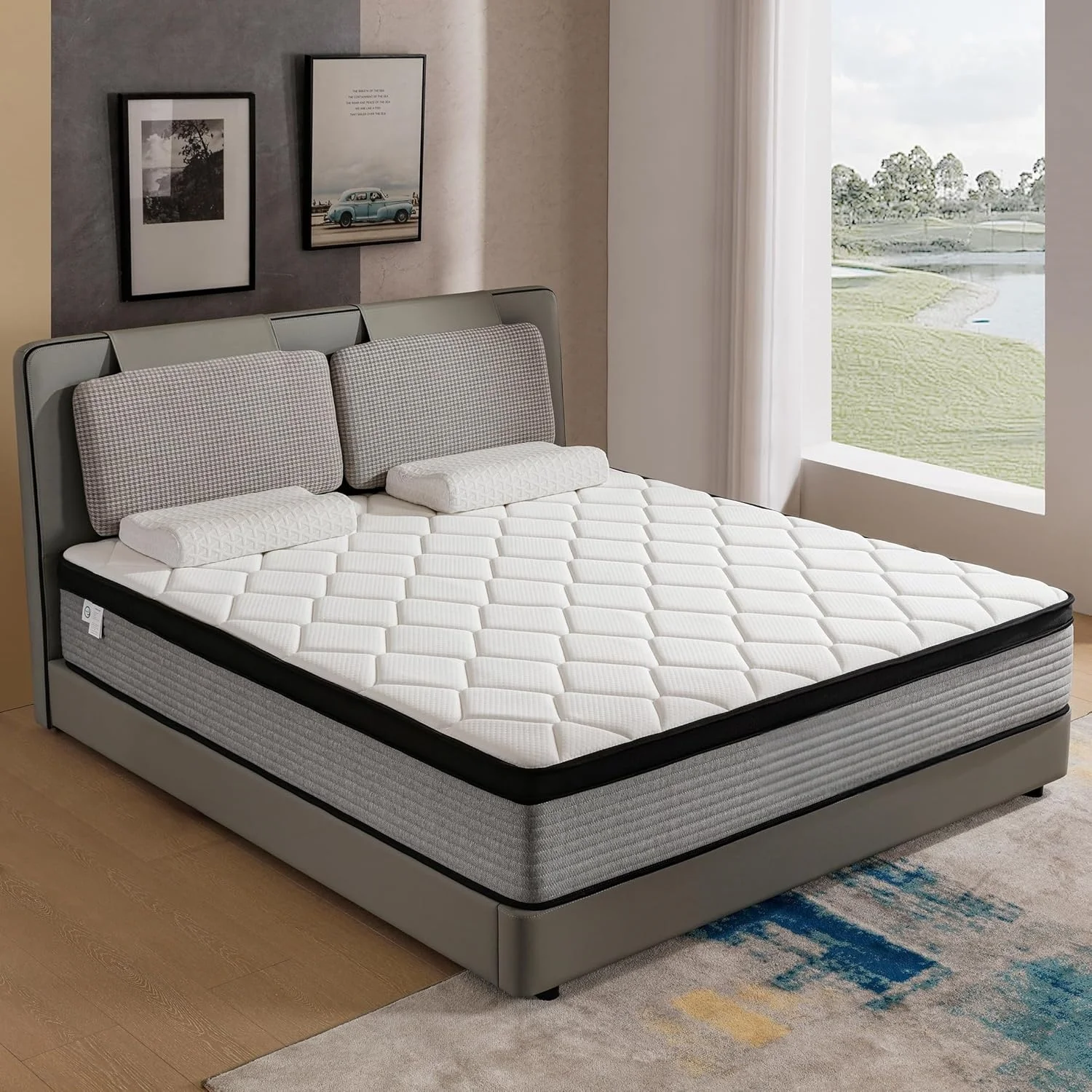 10 Inch Twin Size Hybrid Mattresses in a Box Medium Firm Memory Foam and Individual Pocket Springs Fiberglass Free Bed Mattress