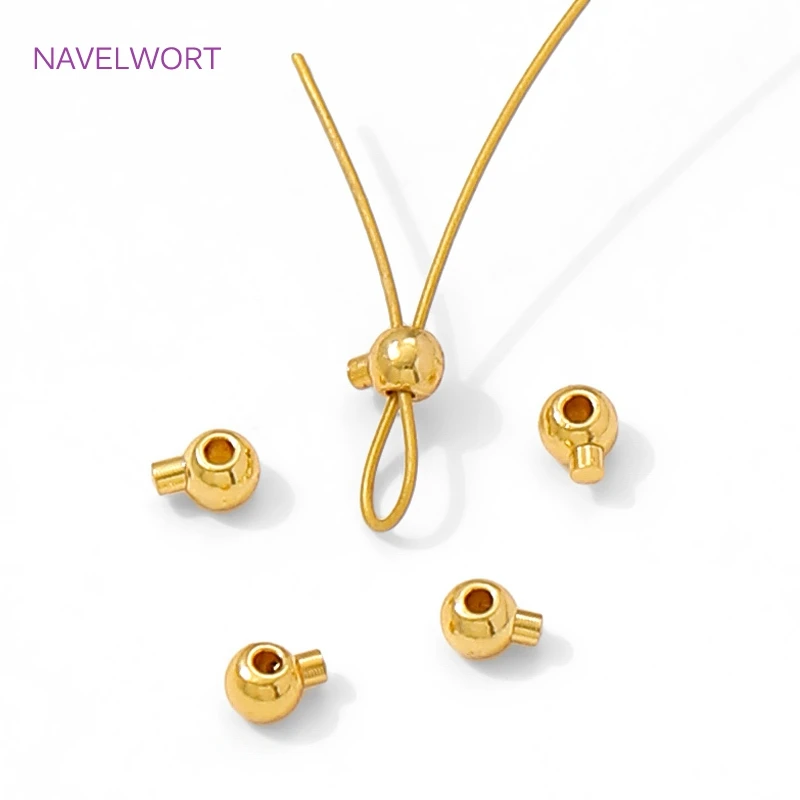 18 Karat vergoldete runde Crimp-Endperle, Messing-Crimp-Perlen für Schmuckherstellung, Lampen für Schmuck, DIY-Armbänder Zubehör – Detail 26