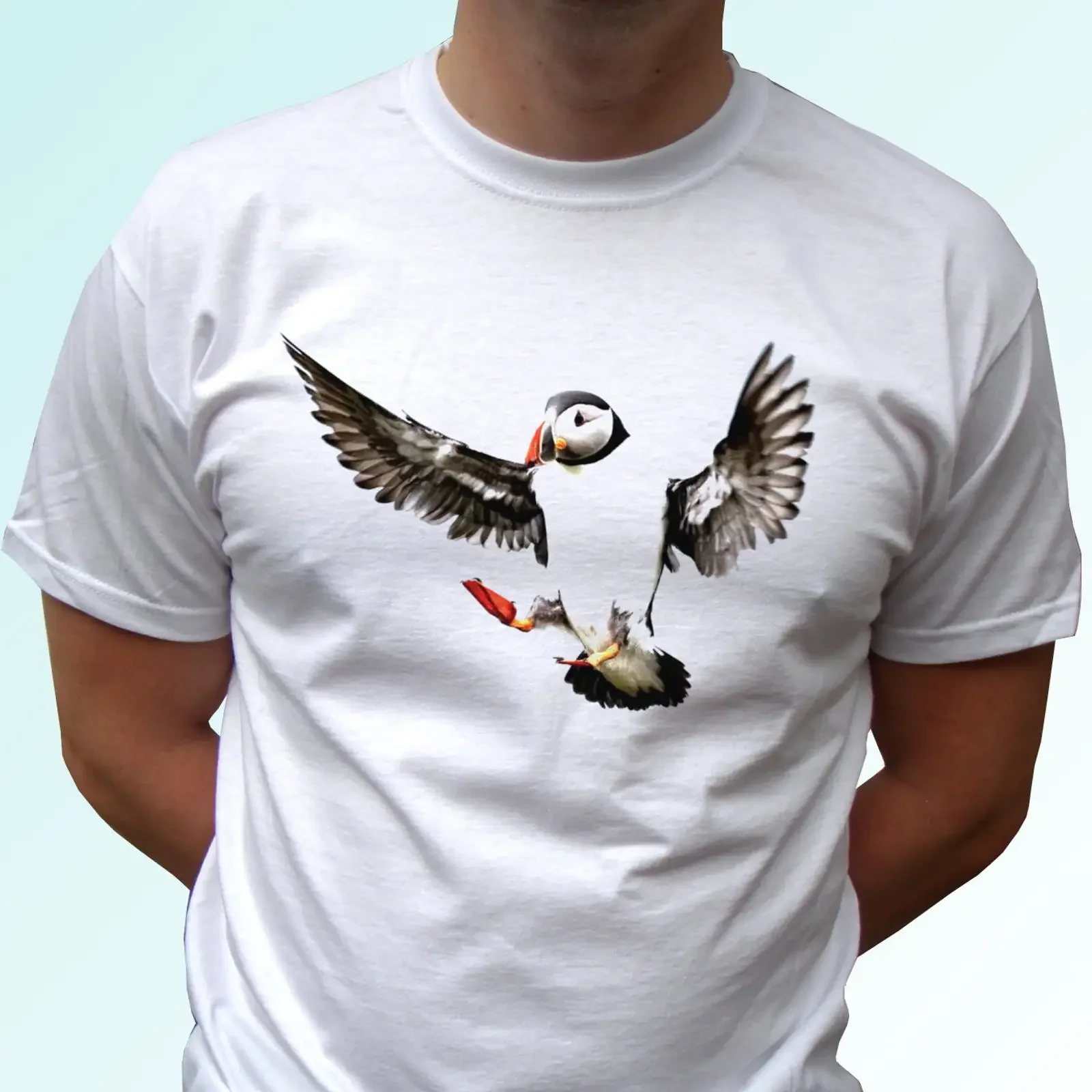 Puffin T Shirt flying top tee design art birthday gift mens womens kids baby sizes vintage Washed Versatile Stylish graphic