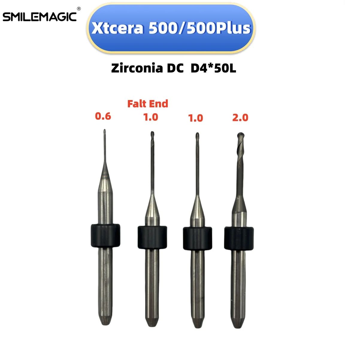 XTCERA 500/500plus Milling Burs for Zirconia PMMA DC/NC Diamond Coating Milling Cutter Diameter D4*0.6/1.0/2.0mm Griding Tools