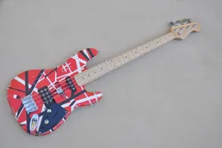 Red Body 4 Strings Electric Bass Guitar with Maple Neck,Chrome Hardware,Provide customized service