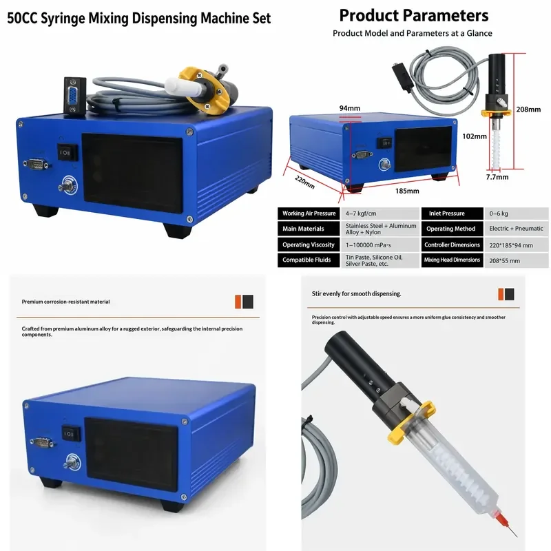 55cc Dispensing Syringe Mixing Device for Epoxy Resin Pneumatic Dispensing Machine