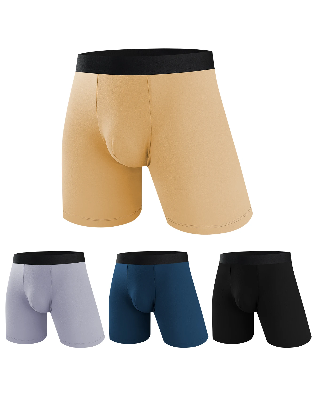 

4Pcs Solid Color Basic Men's Plus Size Boxers Underwear Comfortable And Fashionable Teenagers Multi-piece Matching Underwear