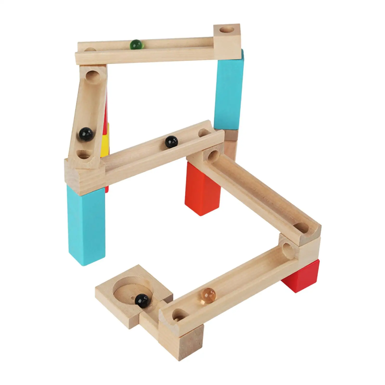 Bloques de madera para pista de canicas, juego de construcción Montessori, rampas de canicas, juego de bloques de pista, para regalos, edades 4-8, recuerdo de fiesta