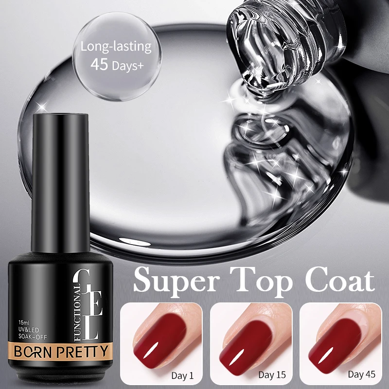 Картина 4: BORN PRETTY Pro 15 мл Super Top Coat Гель-лак Основа Матовый гель Лак для ногтей Функциональный гель Полупостоянный Soak Off UV LED Nail Art