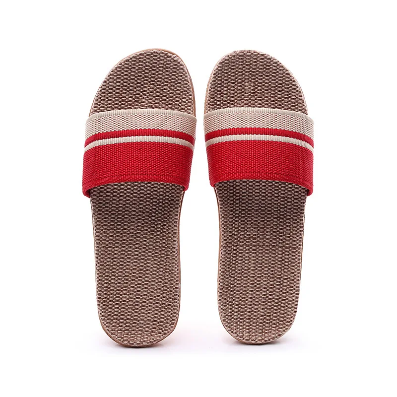 Atmungsaktive Leinen-Hausschuhe für Damen, weiche Sohle, bequeme Hausschuhe für alle Jahreszeiten, einfache, vielseitige Sandalen für zu Hause und im Freien