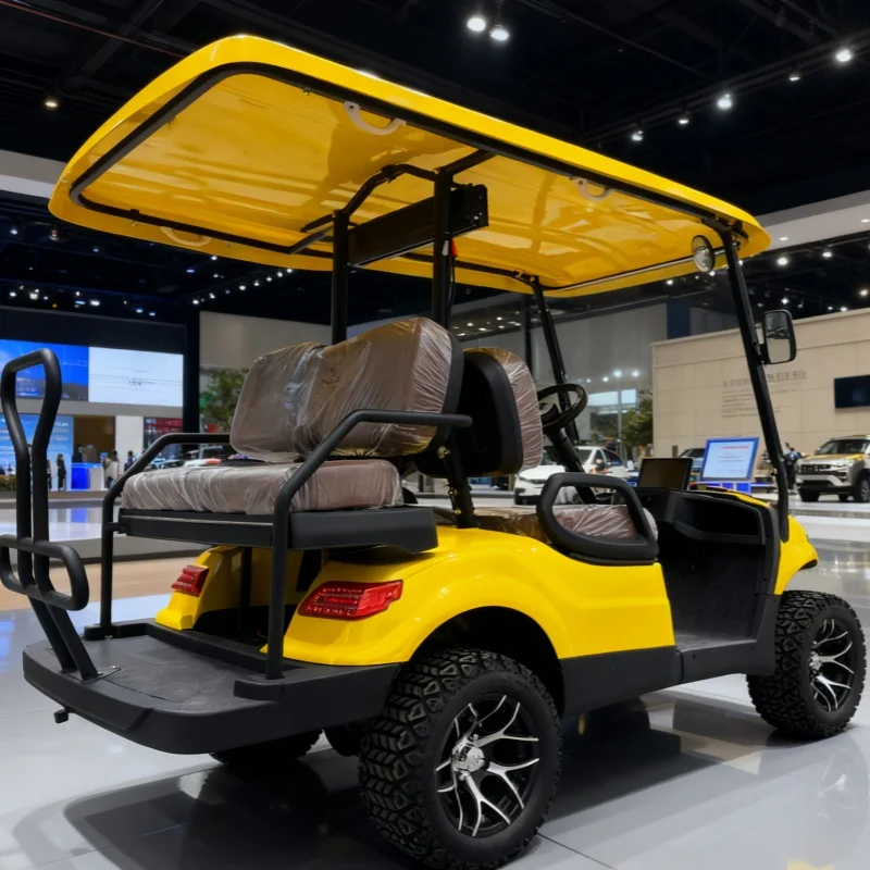 عربة جولف كهربائية مع مكبرات صوت بخاصية البلوتوث قابلة للطي للزجاج الأمامي 2 + 2 4 مقاعد سكوتر كهربائي عربة السيارة من المصنع مباشرة