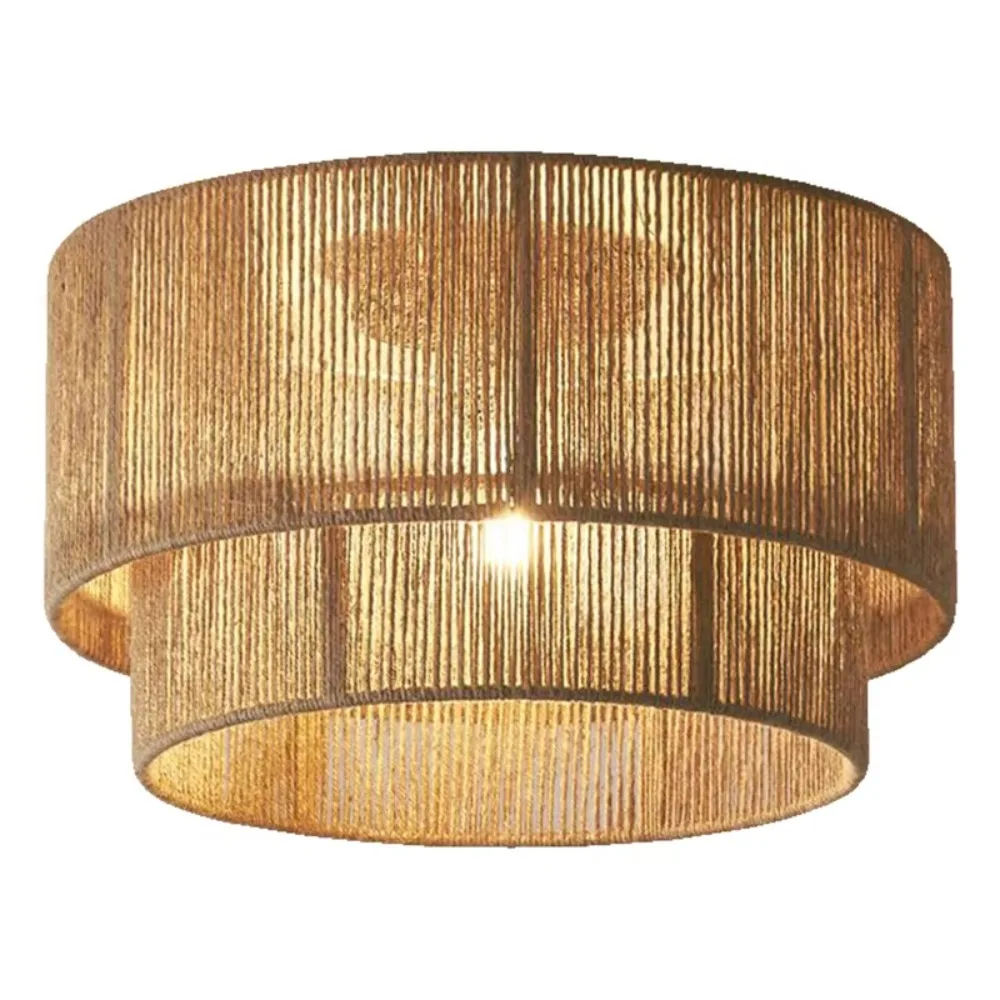 JOYINLED Modern Southeast Style Pendant Light  Wicker Rope Chandelier Lampshade Rattan for Island Living Room Dining Room Dia.45