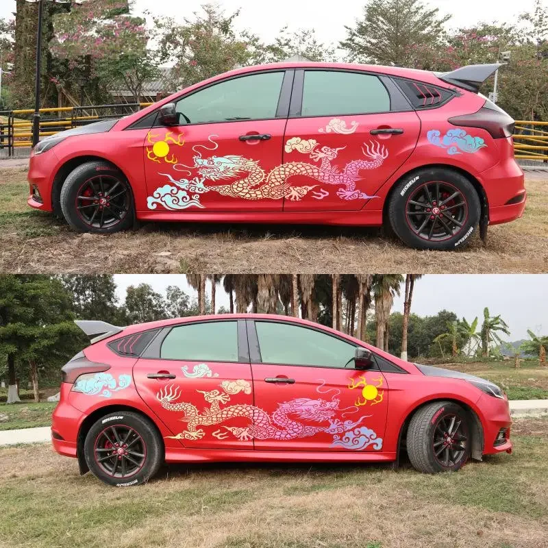 Big Size Car Sticker Dragon Chinese Ink Painting Decal Whole Body Refitting Car Body Covers CAR Auto Accessories