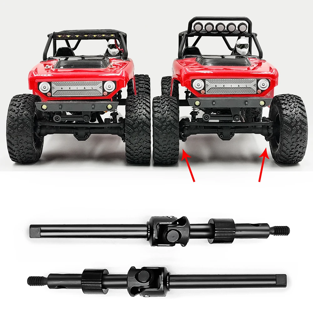 YEAHRUN 2PCS Steel Front Axle Drive Shaft 48.5/52.5mm for 1:24 RC Crawler Car Axial SCX24 All Series Upgraded Parts