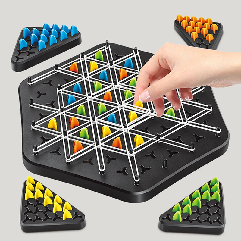 1Set Chain Triggle Chess Game Triggle Rubber Band Game Toy For Kid Interactive Board Game Set For Family Party Gift