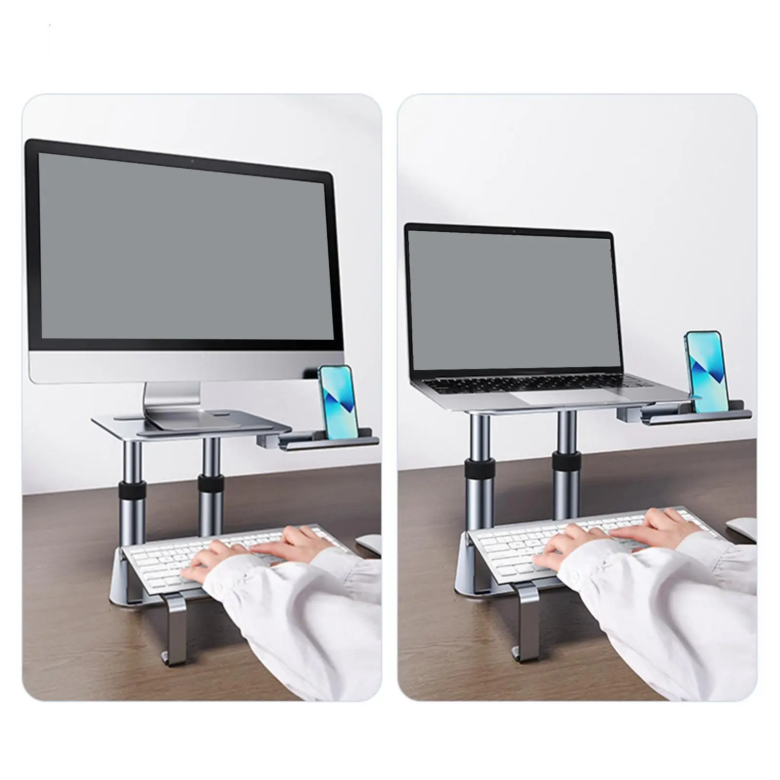 Ergonomic Computer Stand Notebook Laptop Riser Support AntiSlip Metal Bracket Mount for Bed Height Adjustable Office Home Desk