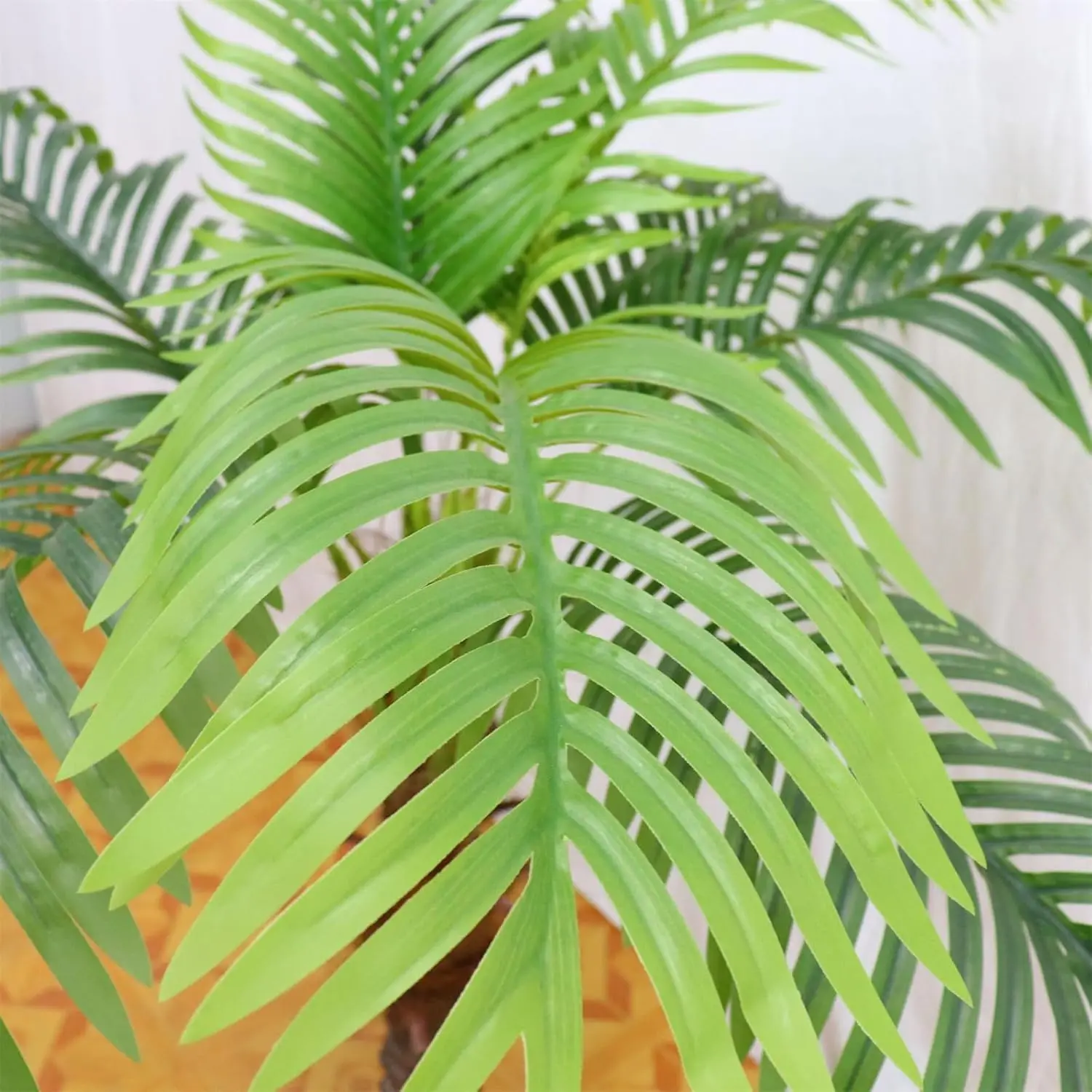 2 قطعة شجرة النخيل الاصطناعية مع 15 قطعة أوراق 210 سنتيمتر طويل القامة نباتات اصطناعية كبيرة لغرفة المعيشة شرفة ديكور المنزل حفل زفاف