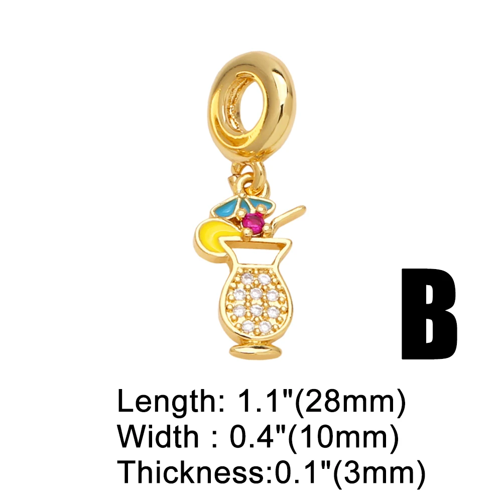 OCESRIO Polish Brass Teeth Pendant for Necklaces Copper Gold Plated Crystal Wine Glass Heart Jewelry Making Component pdtb482