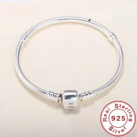 Handmade Original Fine Jewelry 925 Sterling Silver Charm Bracelet Soft Smooth Snake Bone Bracelets for Women