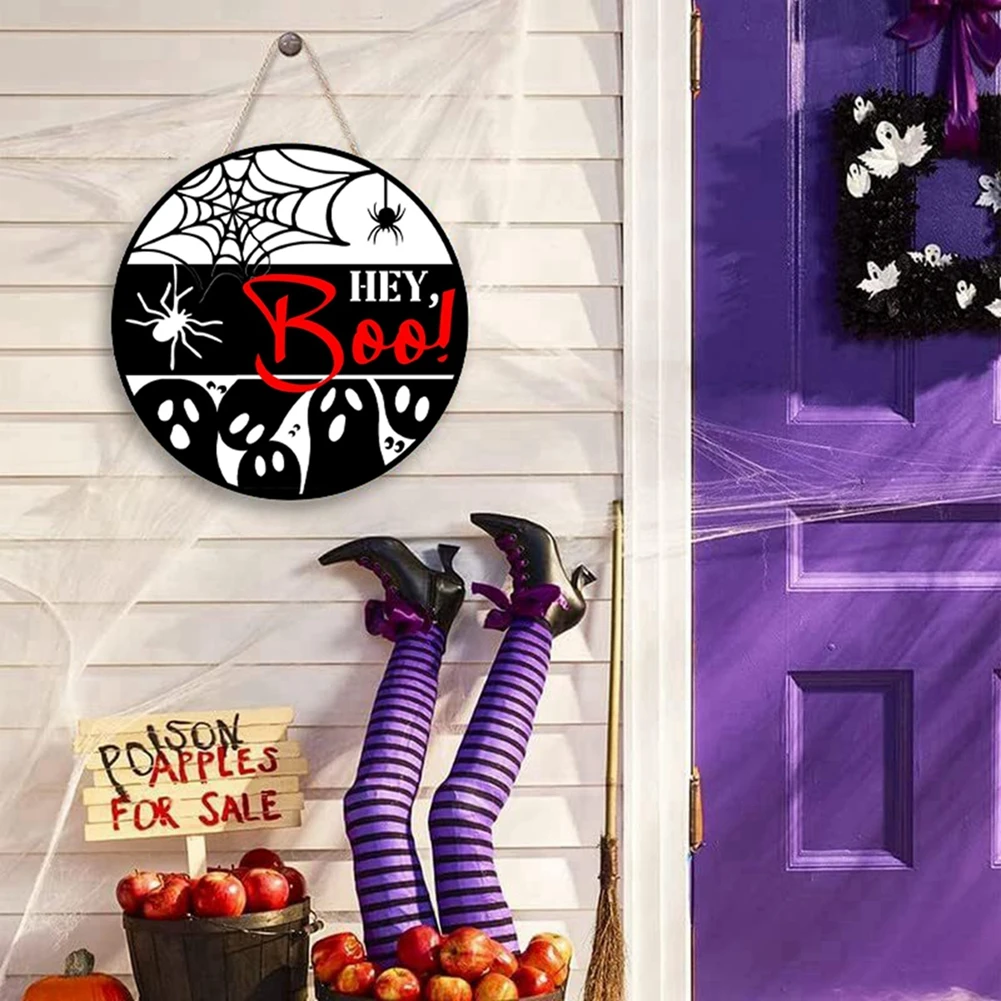 Хэллоуин Круглая дверь Приветственный знак Уникальный дизайн Опора для фото Осенние товары для вечеринок Подходит для внутреннего и наружного венера