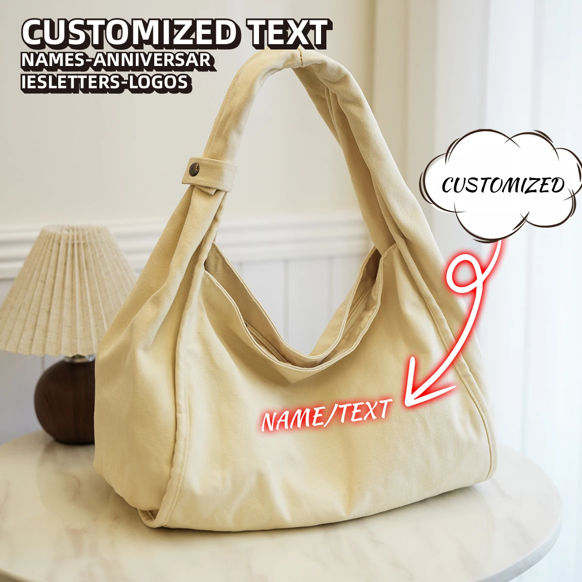 

Logo Customization Japanese Retro Canvas Bag Women's Handbag Commuting Tutoring Canvas Bag Student School Bag Tote Bag Personalized DIY