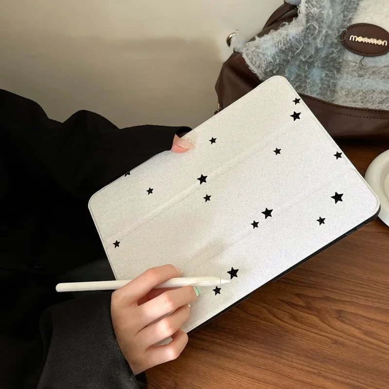 Simple Black Pentagram Fashion Mirror For iPad 11th A16 10 9 8 7 5 Pro 13 11 M5 M4 M3 M2 12.9'' Air  4 3 2 1 Mini 7 6 Cover