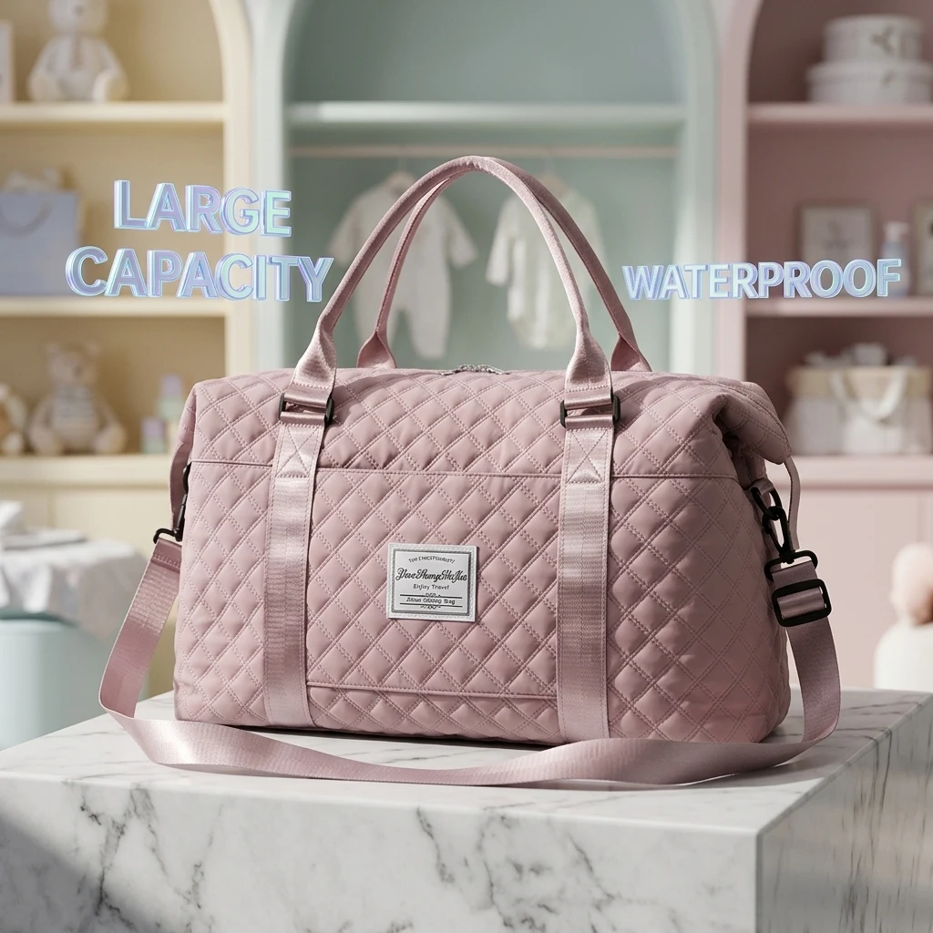 

Large Capacity Diaper Bag Waterproof Mummy Bag Quilted Travel Tote Shoulder Crossbody Bag for Mom Baby Daily Outing