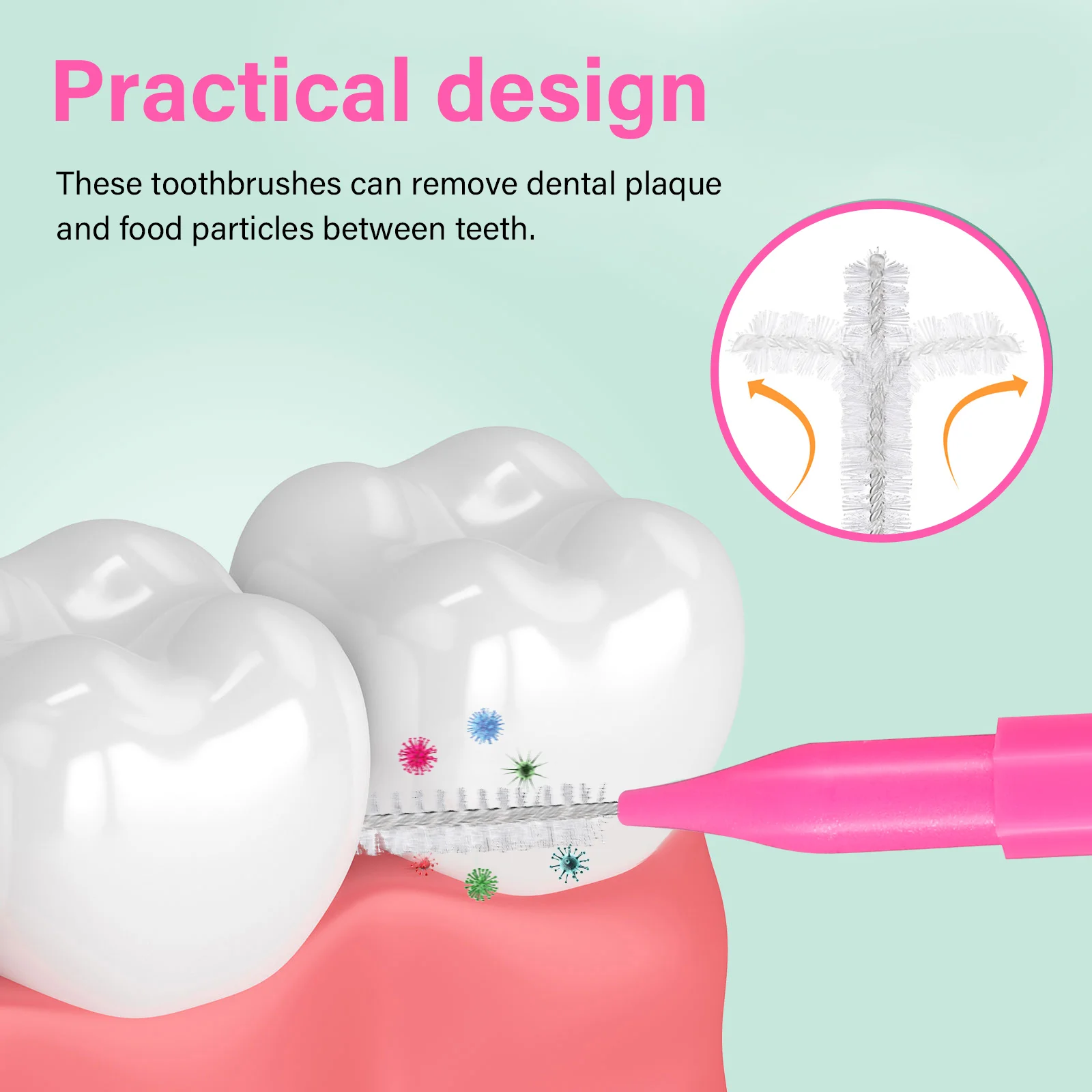 100 pz Spazzola Interdentale Stuzzicadenti Pulitore Per La Pulizia Dei Denti Portatile al Igiene Cura Dei Denti Flosser Kit Uso Quotidiano Medio Pp