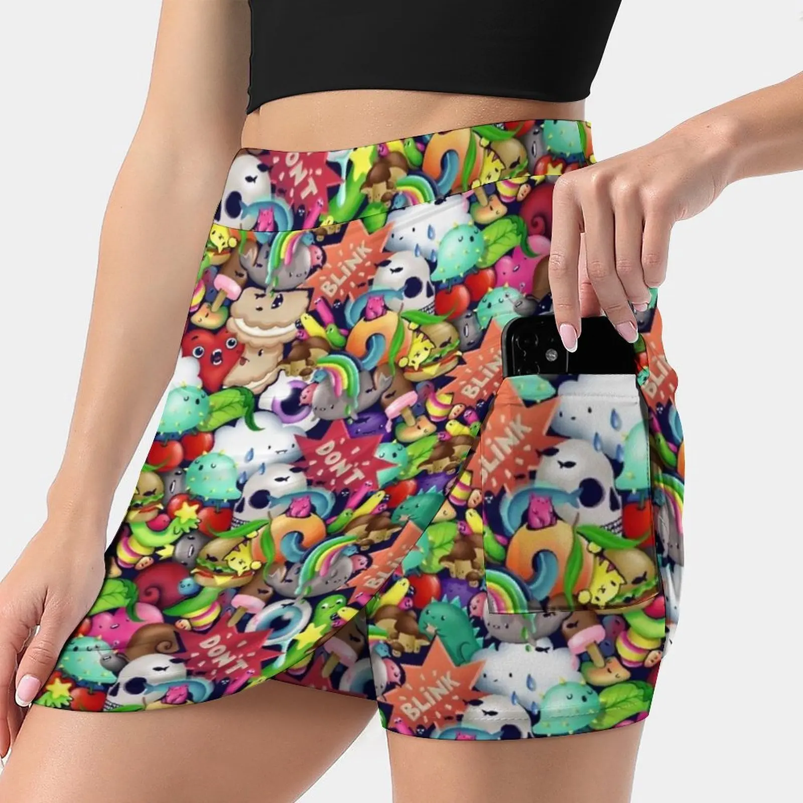 ¡Boom! Falda de moda coreana para mujer, faldas de verano a prueba de luz, falda de pantalón de Kitty, hamburguesa Pop, Anime Kawaii, bonito y colorido