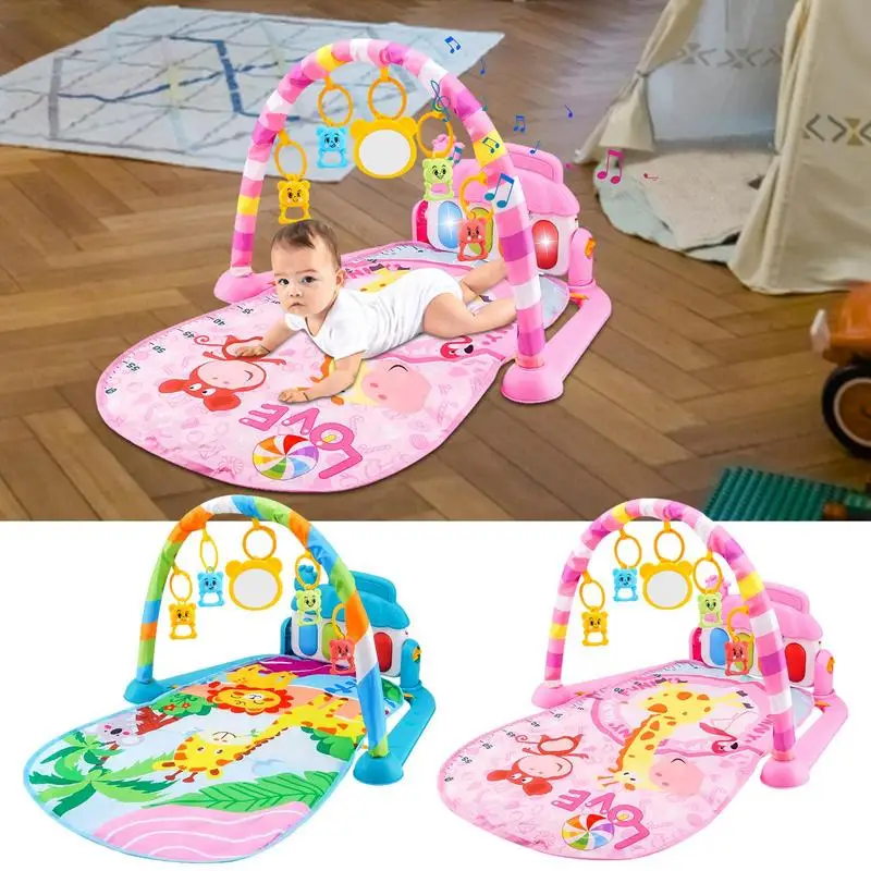 Baby Musical Play Mat Newborns Pedal Piano Play Cushion With Light Music Baby Fitness Frame Floor Mat For Toddler Piano Tummy