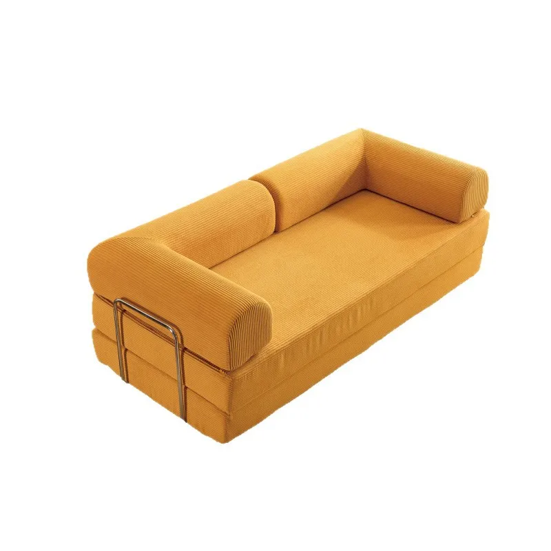 Yjq fabric sofa household sofa living room small apartment rental room double foldable sofa bed