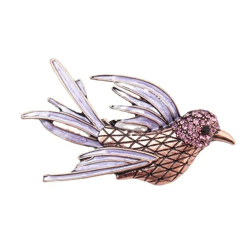 Purple Enamel Swallow Bird Collar Lapel Clothes Decor Women's brooch brooches