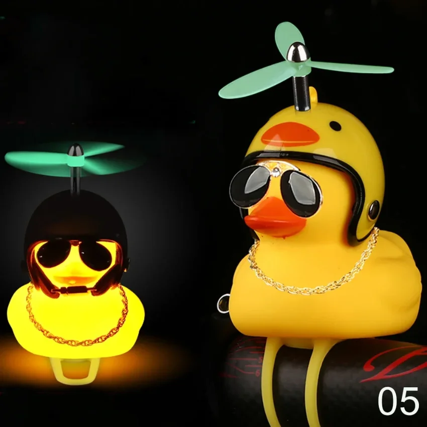 Luminous/Normal Airscrew Helmet Standing Duck Broken Wind Small Yellow Duck Bike Motor Riding Cycling Lights Bicycle Accessories