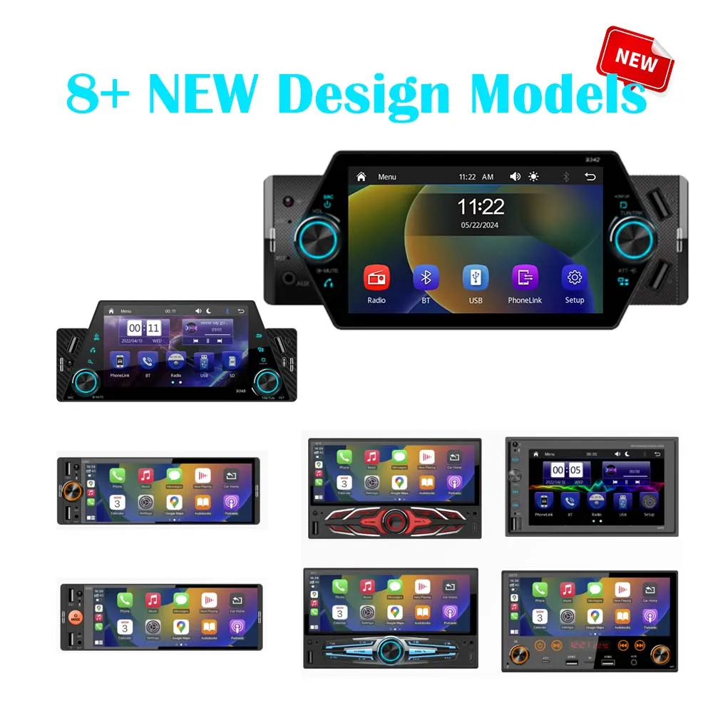 Hisound Lettore Mp5 per auto stereo per auto Single Din 1 Din con telecamera di retromarcia automatica Carplay Android