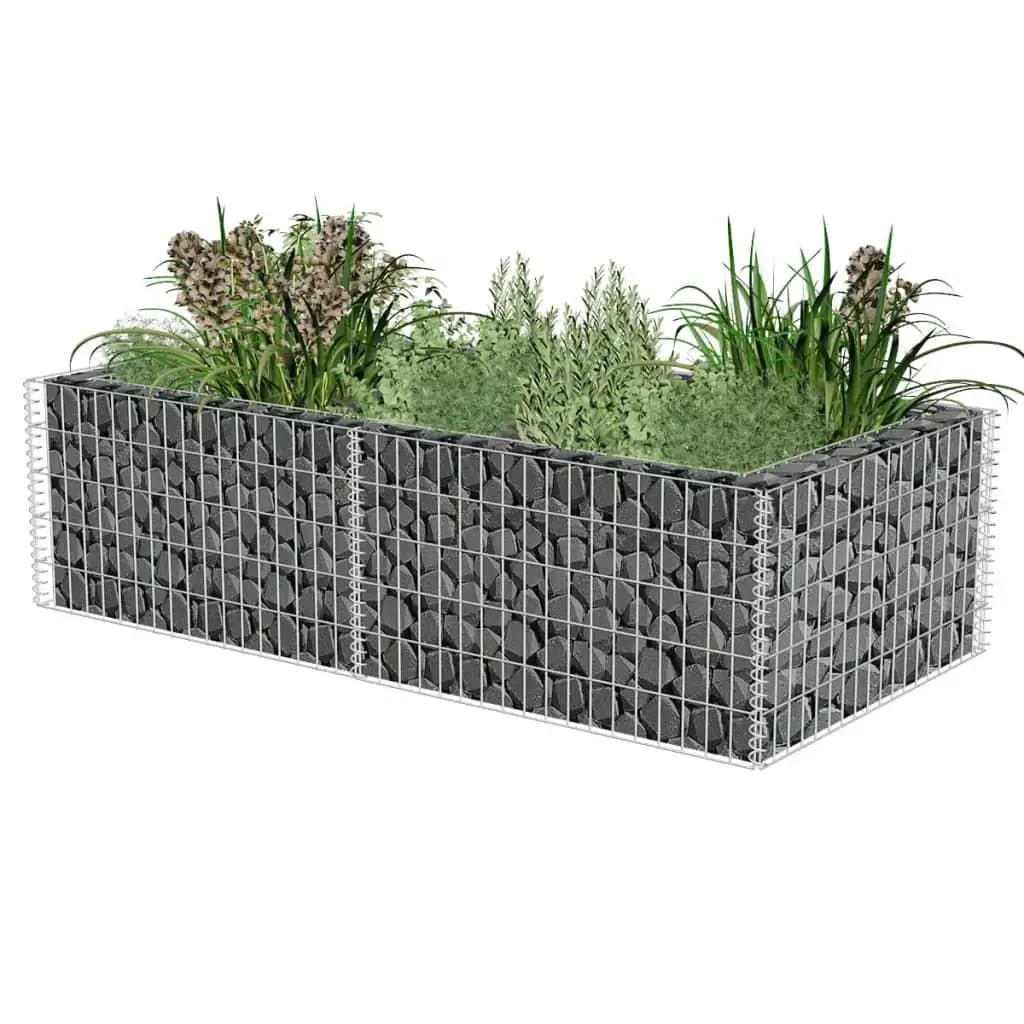 Galvanized Steel Gabion Planter 70.9x35.4x19.7 - Durable Outdoor Garden Decoration