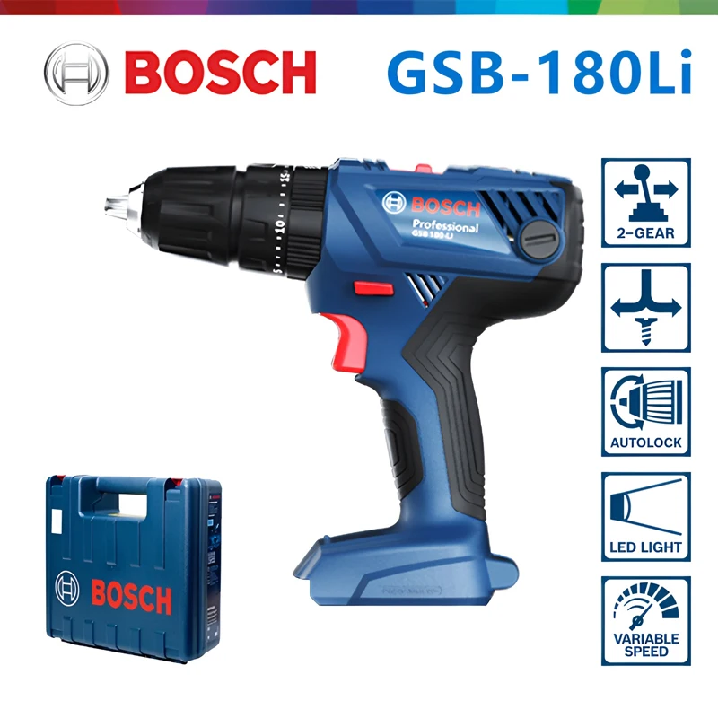 

BOSCH GSB 180-LI Cordless Compact Impact Drill Driver 18V Lithium Power Tools Electric Screwdriver 1900RPM 27000IPM 54NM