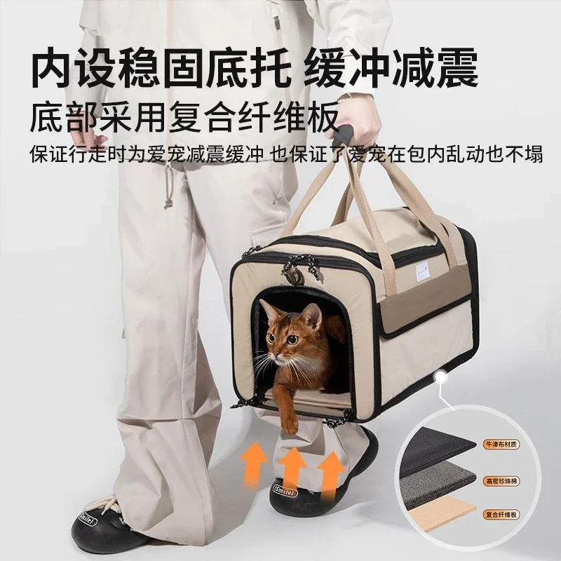 Cat bag is portable when going out, one shoulder can be carried crossbody, light and large-capacity aviation cat backpack
