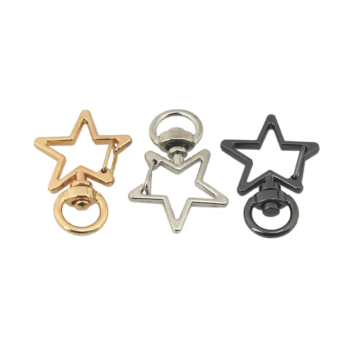 1pcs Metal Star Shape Snap Hook Fashion Clips Spring Gate Leather Craft Tiny Pet Leash Bag Strap Webbing Keychain Hooks DIY