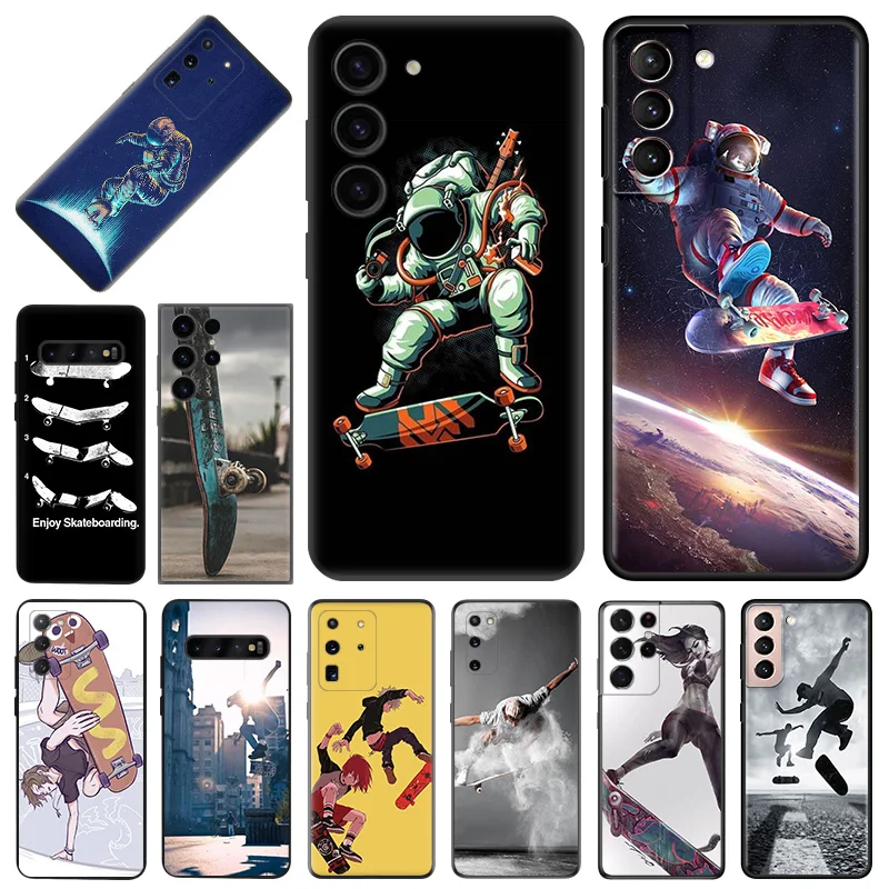 Enjoy Skateboard Soft Phone Cases For Samsung Galaxy S23 S24 Plus S24 S22 Ultra S21 S20 FE S10 Note 20 Lite Black Matte Cover