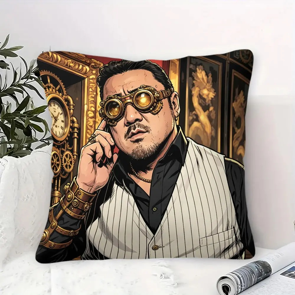 Steampunk Gear Goggles Suit Throw Pillow Cushion Accent Pillow 45×45cm Includes Pillow Core Retro Tech Male Bedroom Cushion